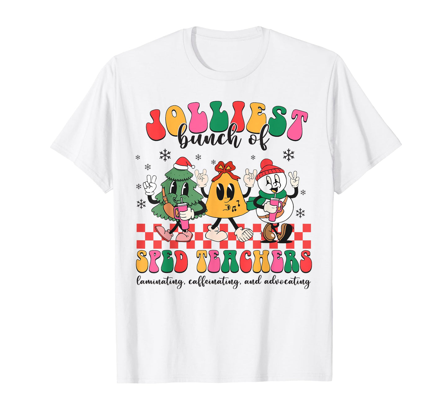 Christmas Jolliest Bunch Of Sped Teachers Cute Groovy Xmas T-Shirt