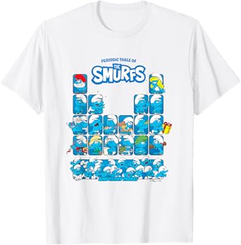 The Smurfs Periodic Table And Many More! Retro Chest Logo T-Shirt