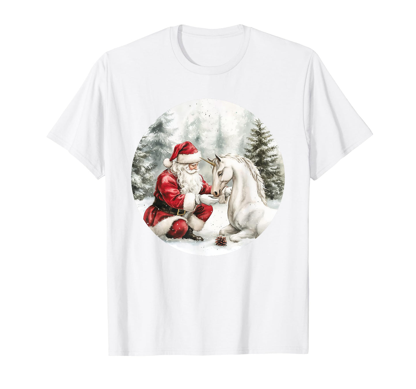Christmas Unicorn Santa Claus Winter Holiday For Girls T-Shirt