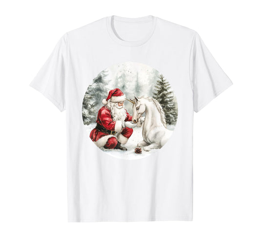 Christmas Unicorn Santa Claus Winter Holiday For Girls T-Shirt