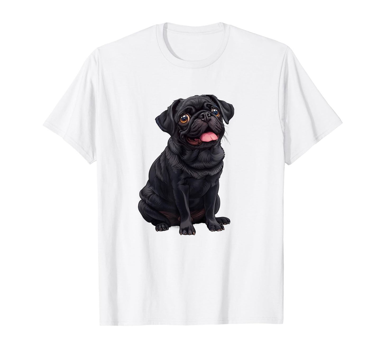 Funny Mens Womens & Kids Happy Panting Black Pug Lover T-Shirt