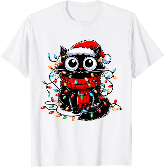 Meowy Catmas Cat Christmas Cute Kitten Cats Santa Hat Xmas T-Shirt