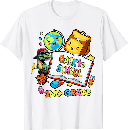 2nd-Grade First Day Of School Kids Boys Girls Dinosaur T-Rex T-Shirt