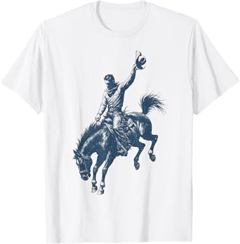 Western Cowboy Country Horse Riding Bronco Bucking Rodeo T-Shirt