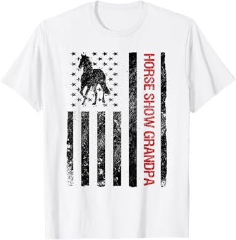 Funny Horse Show Grandpa American USA Flag T-Shirt for Women Kids Men