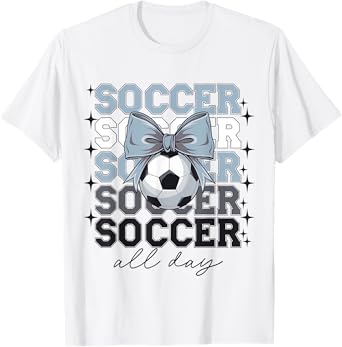 Groovy Soccer Coquette Bow Girls Women Soccer All Day T-Shirt