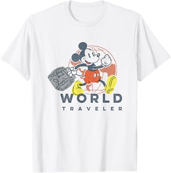 Disney Mickey And Friends World Traveler Retro Mickey Logo T-Shirt