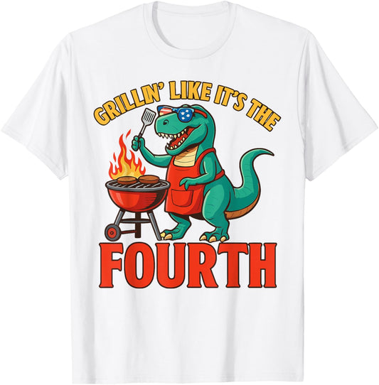 Grillin Like Its the Fourth Dinosaurs 4th of July BBQ Party T-Shirt