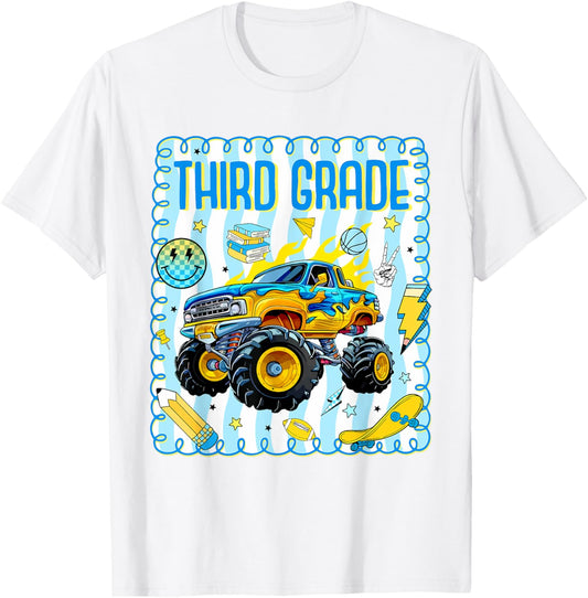 Funny Back to School Monster Truck Third Grade for Boy Kids T-Shirt
