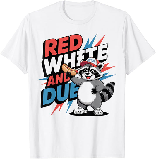 Funny Raccoon With Hotdog 4th Of July Patriotic Cute Raccon T-Shirt