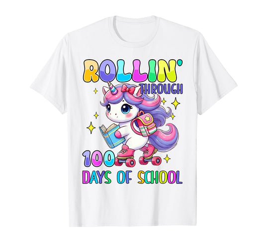 100 Days of School Costume for Unicorn Lovers Unicorn Shirt 100 Days Smarter T-Shirt Pink Small