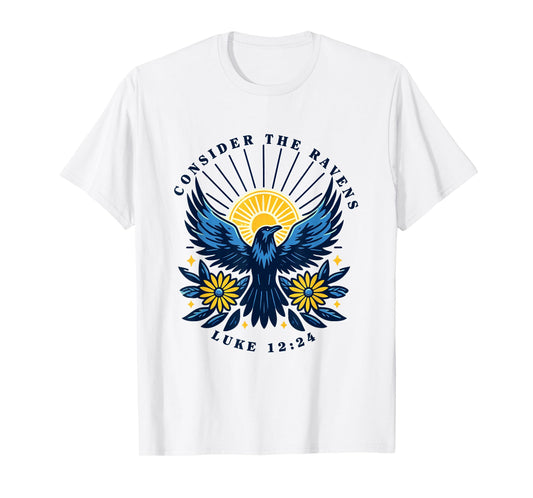 Retro Luke 12:24 Consider The Ravens Christian Bible Verse T-Shirt