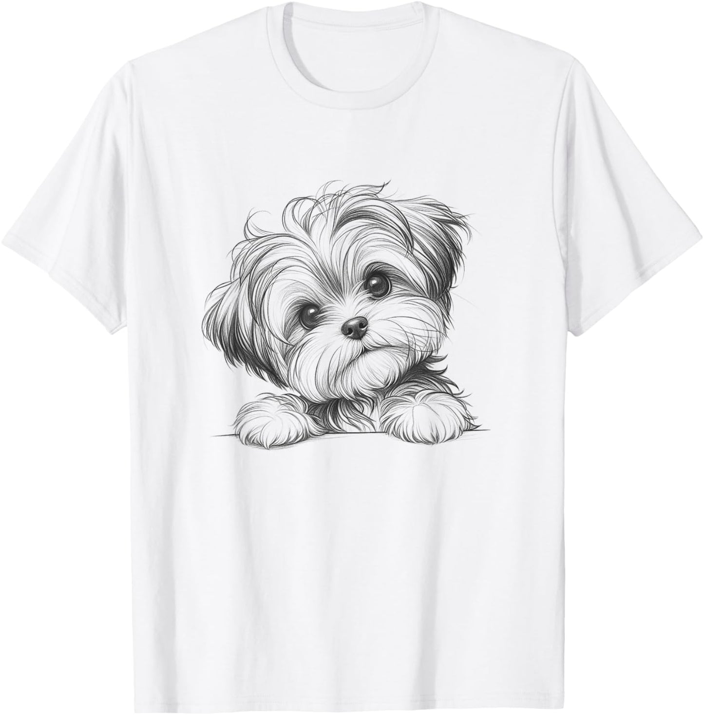 Funny Morkie Peeking Dog Design T-Shirt