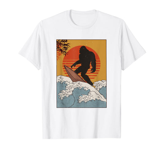 Japanese Vintage Kanagawa Art Great Wave - Surfing Bigfoot T-Shirt