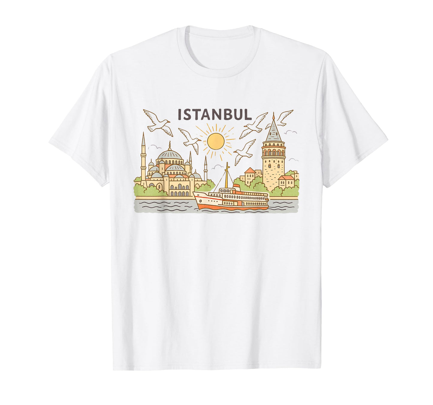 Istanbul Skyline Art Graphic Tee Turkey Travel Souvenir T-Shirt