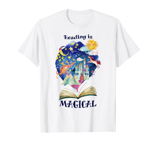 Reading is Magical Library Book Worm Teacher Librarian Men Women Girls Kids T-Shirt
