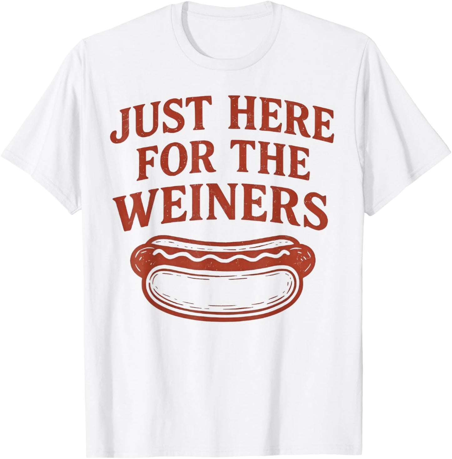 Funny Just Here for the Wiener Hotdog 4th of July Women Kids T-Shirt