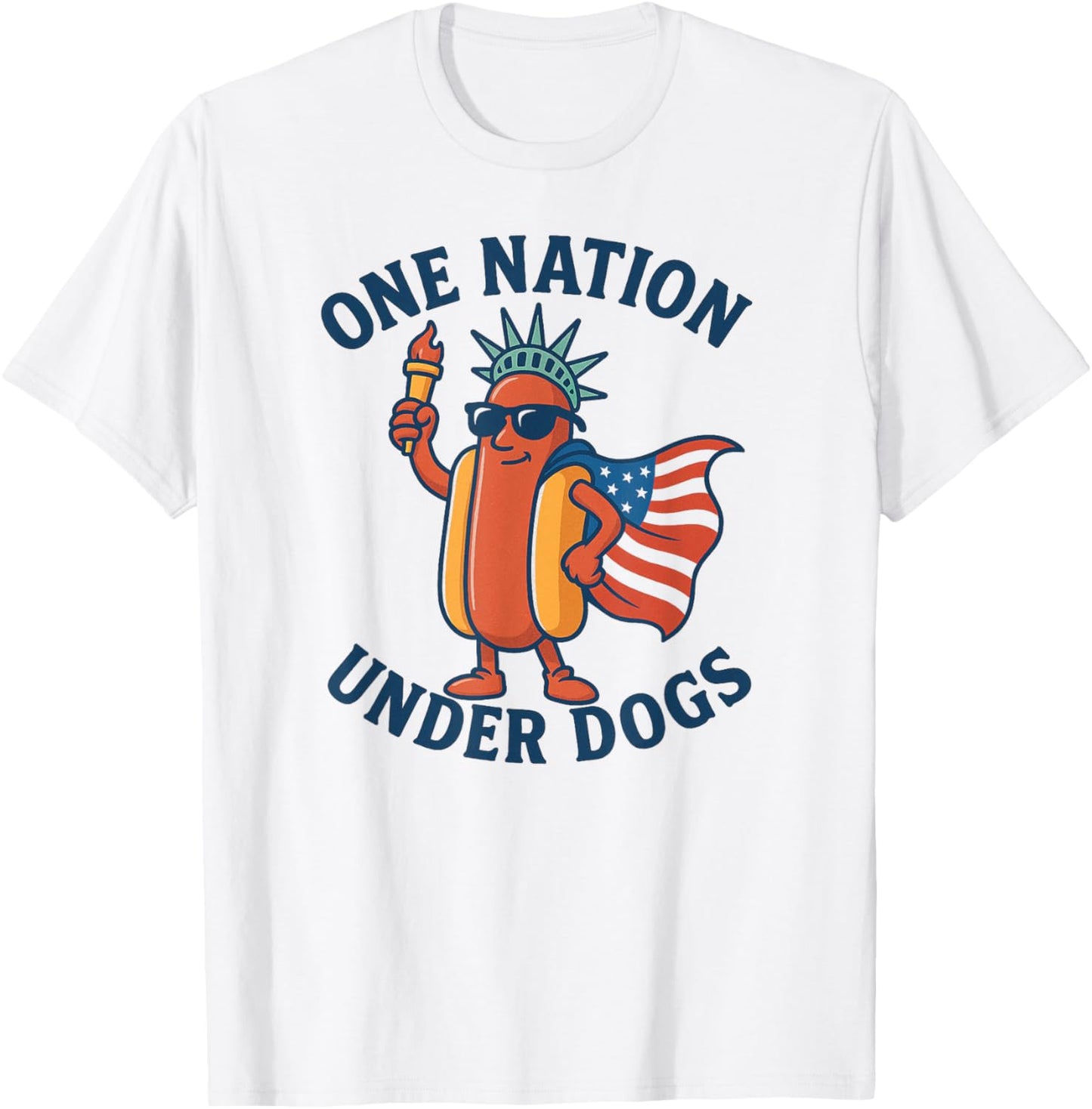One Nation Under Dogs - Funny 4th Of July Hot Dog T-Shirt