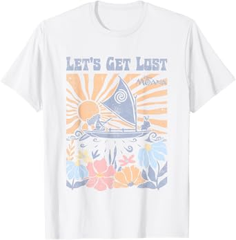 Disney Moana Let's Get Lost Pastel Colors Retro Chest Poster T-Shirt