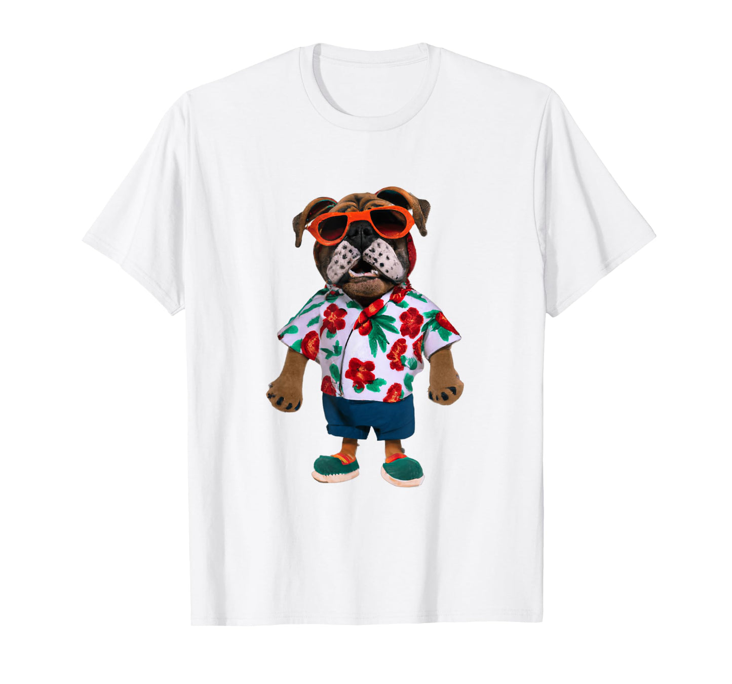Bulldog Wearing A Hawaiian Shirt T-Shirt