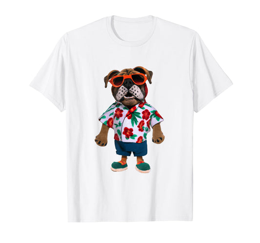 Bulldog Wearing A Hawaiian Shirt T-Shirt