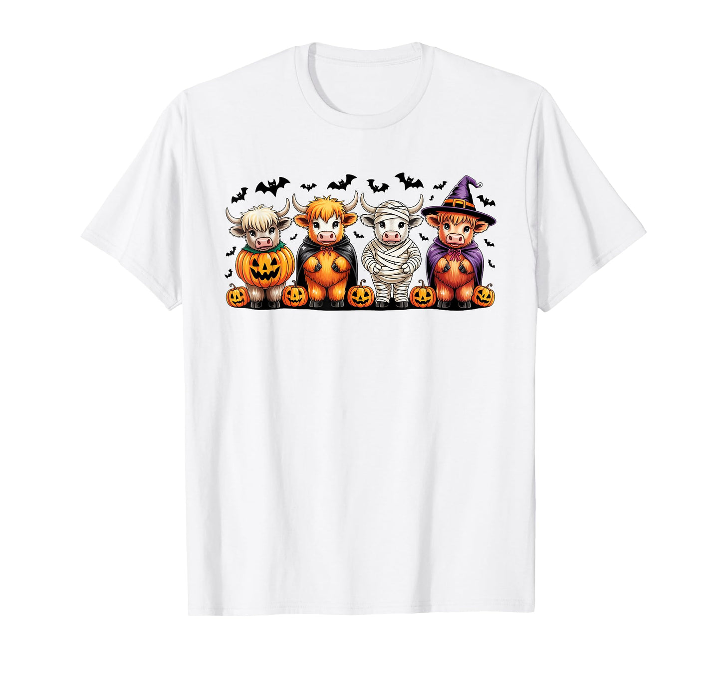 Halloween Highland Cow Witchy Cow Spooky Pumpkin Hello Fall T-Shirt