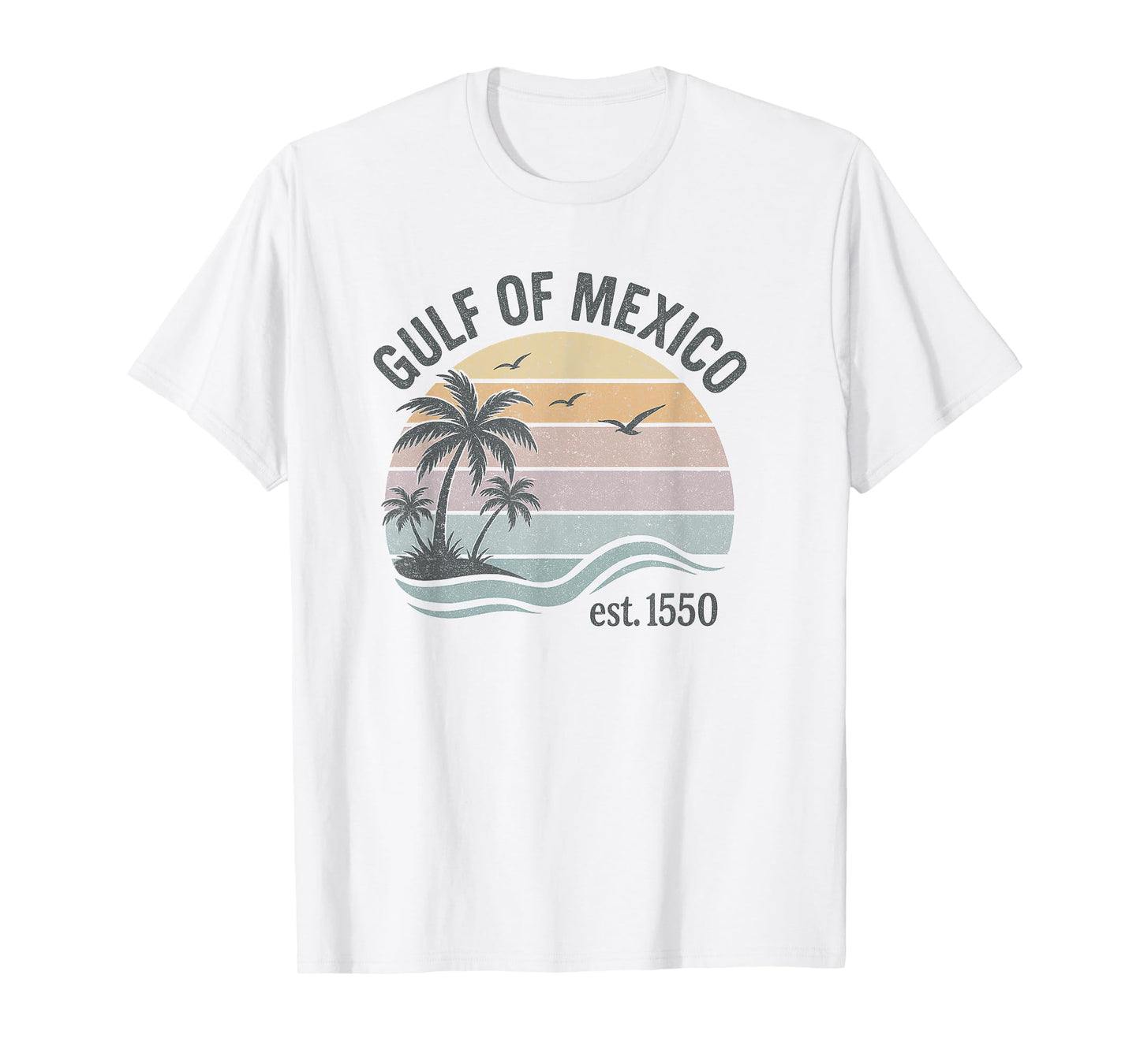 Gulf of Mexico Est. 1550 Pastel Retro Beach Sunset T-Shirt