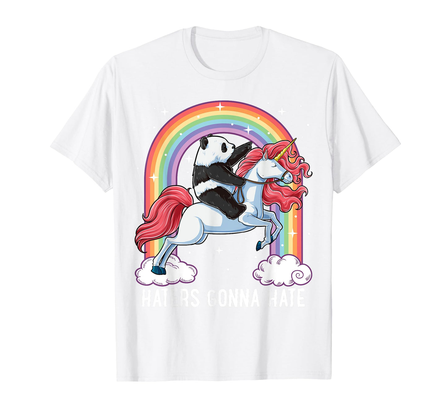 Panda Riding Unicorn Funny Haters Gonna Hate Pandicorn Girls T-Shirt