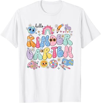 Retro Hello Kindergarten Disco Ball Teacher Rainbow Kids T-Shirt