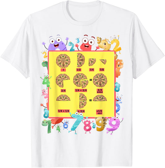 Dinosaur Maths Day Costume Idea Kids & Pizza Slice Fractions T-Shirt