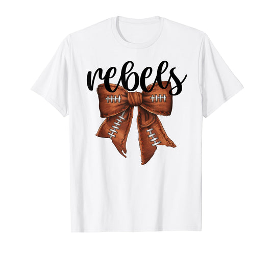 Rebels Football Bow School Spirit Team Mascot Game Night T-Shirt