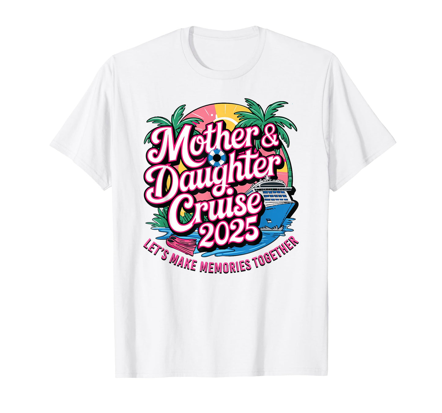 Cruise Squad Friend Family Matching Group Reunion Mother Daughter 1st Cruise 2025 Girls Trip Unisex-Child Blue Small Tropical Crew Neck Short Sleeve T-Shirt