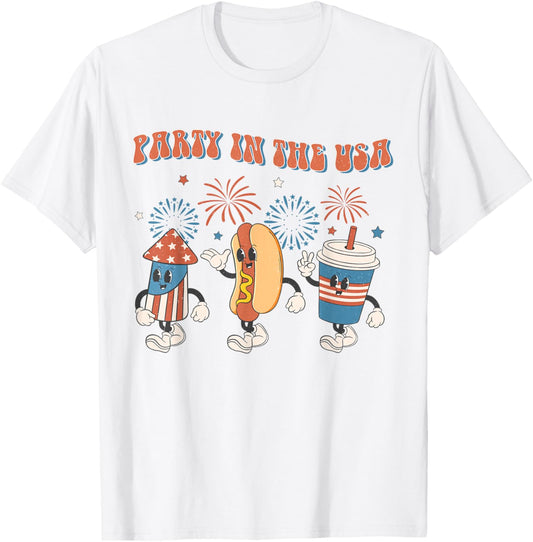 Party In The USA 4th Of July Vintage Hot Dog 4th Of July T-Shirt