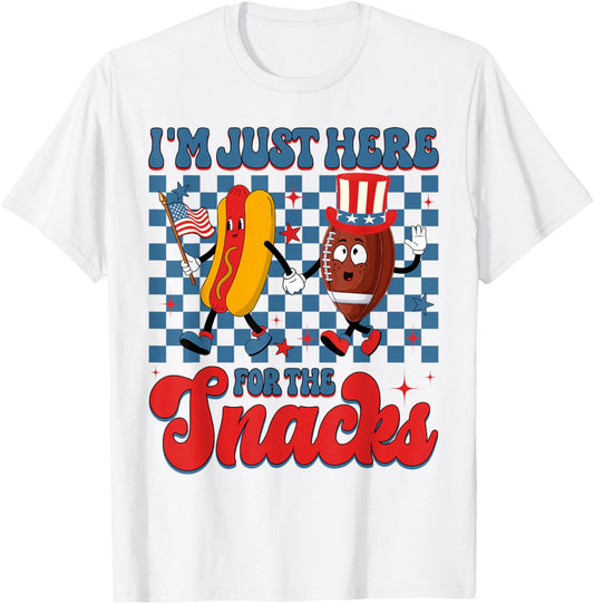 I'm Just Here For The Snacks Football Hotdog 4th Of July T-Shirt