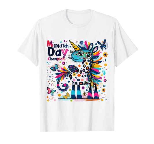 Mismatch Day Champion Funny Colorful Unicorn School Outfit T-Shirt