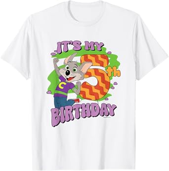 Chuck E. Cheese It's My 5th Birthday Happy Chuck Chest Logo T-Shirt