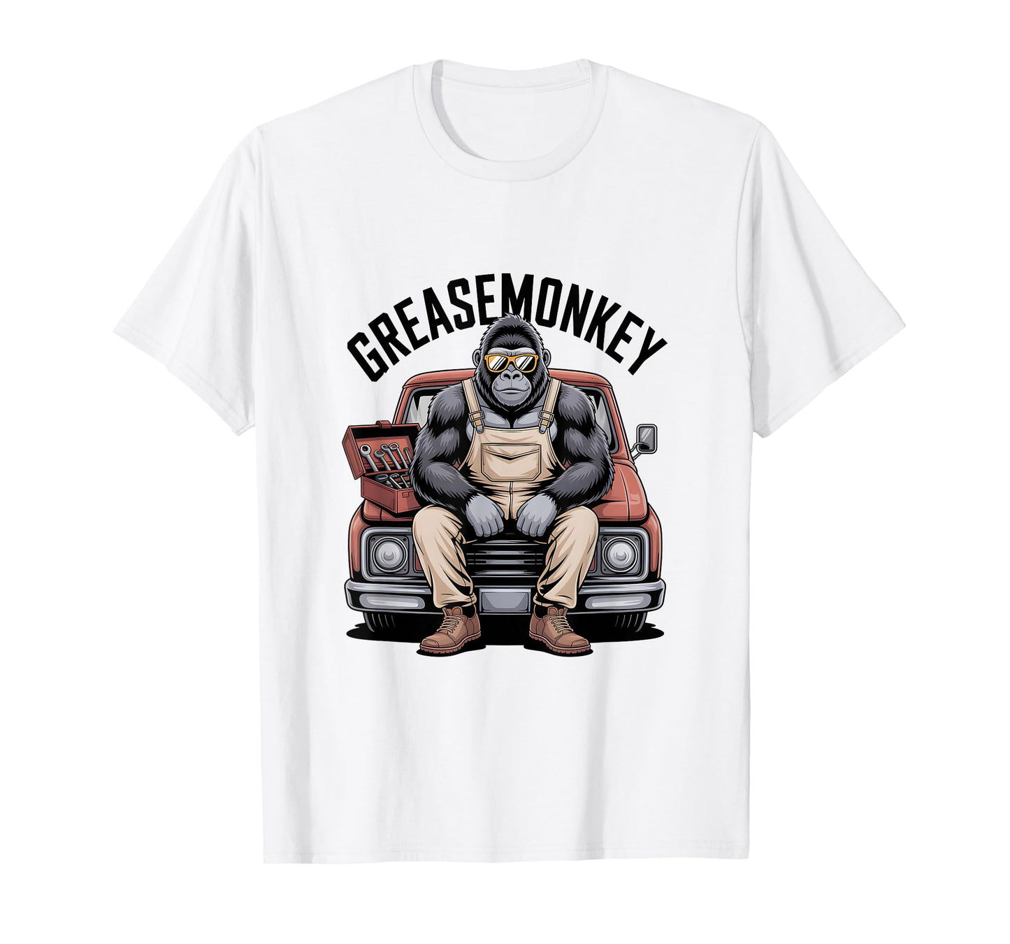 Greasemonkey Gorilla Retro Mechanic Garage Monkey Graphic T-Shirt