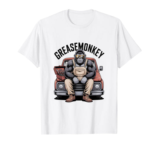 Greasemonkey Gorilla Retro Mechanic Garage Monkey Graphic T-Shirt