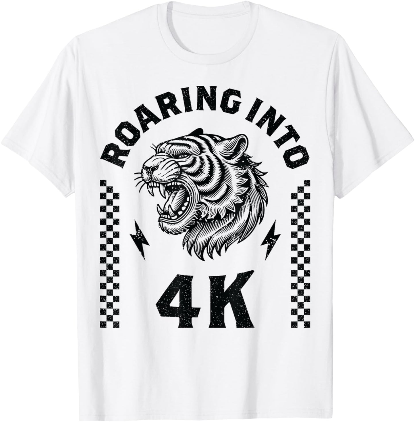 Roaring Into 4K Roaring Tiger Back to School Boy Girl Funny T-Shirt