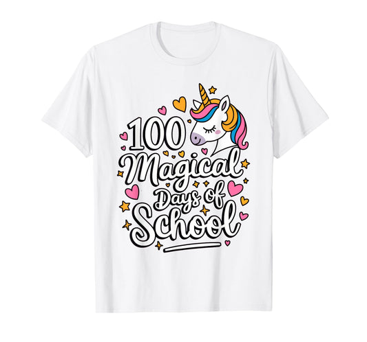 100 Magical Days of School Unicorn Girls 100th Day of School T-Shirt