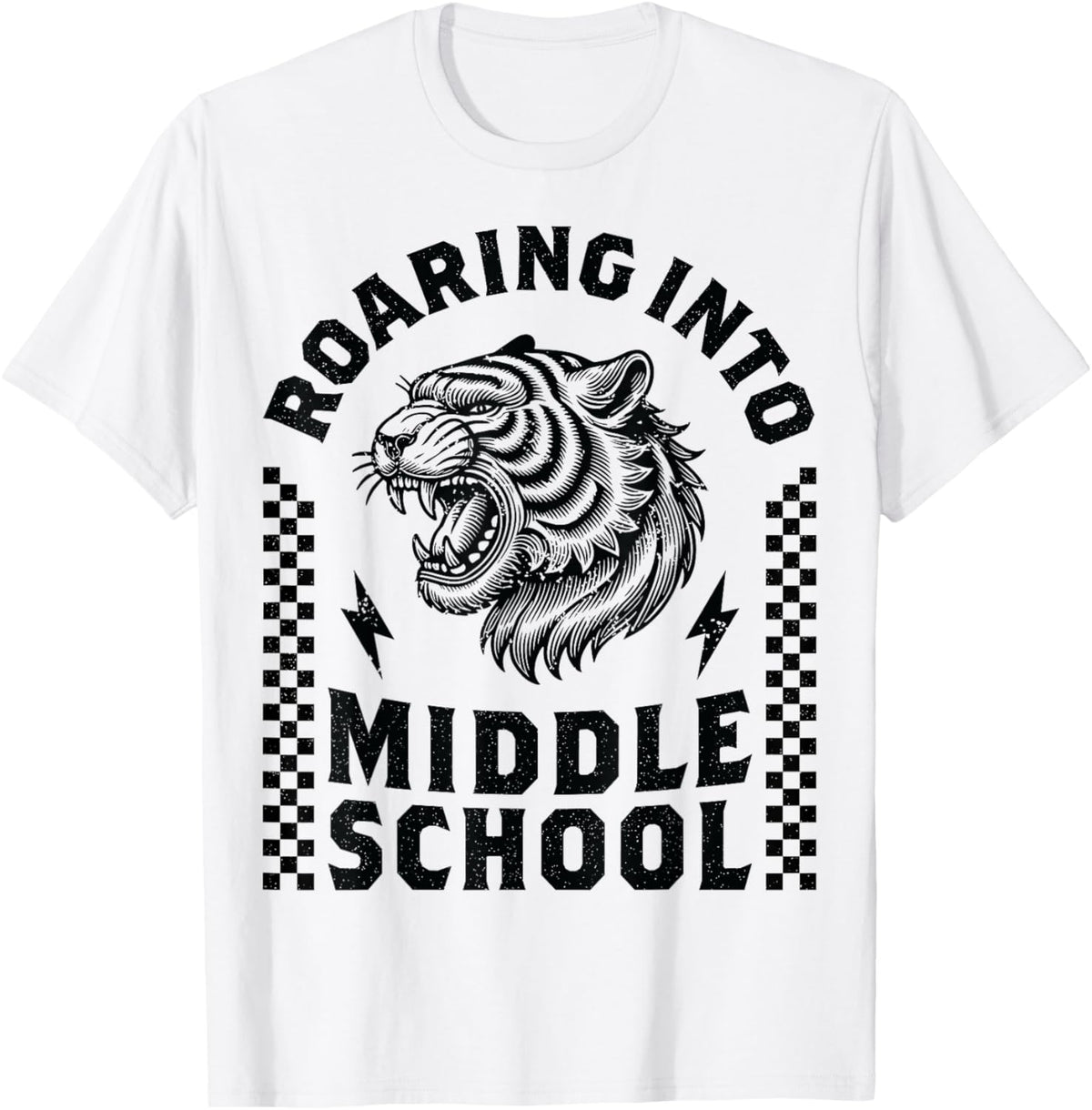 Roaring Into Middle School Tiger Back to School Boy Girl Kid T-Shirt
