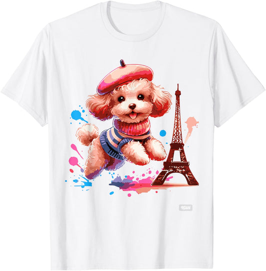 French Paris Eiffel Tower Fashion Toy Poodle Paris Puppy T-Shirt
