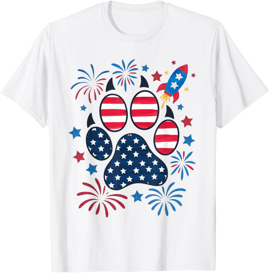 Cute Patriotic Dog Fireworks 4th of July Celebration dogs T-Shirt