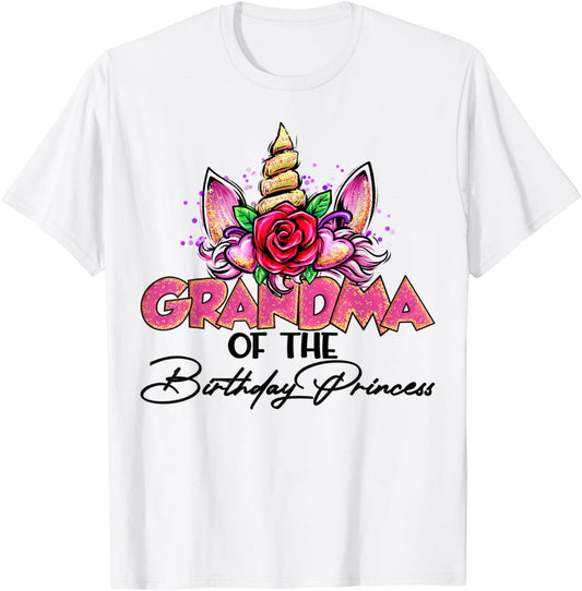 Grandma of the Birthday Princess Unicorn Matching Family T-Shirt