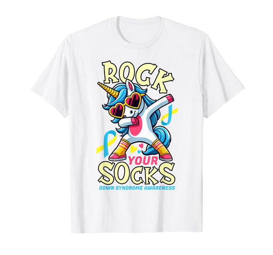 Rock Your Socks Down Syndrome Awareness Day Unicorn WDSD T-Shirt