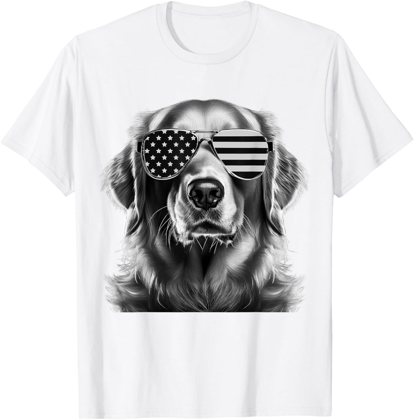 Golden Retriever 4th of July Dog Wearing American Sunglasses T-Shirt