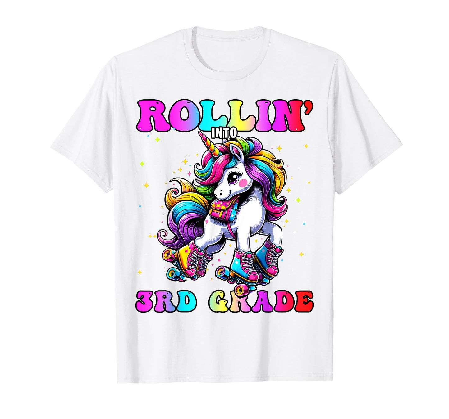 3rd Grade Back To School First Day Girl Rollin Unicorn T-Shirt