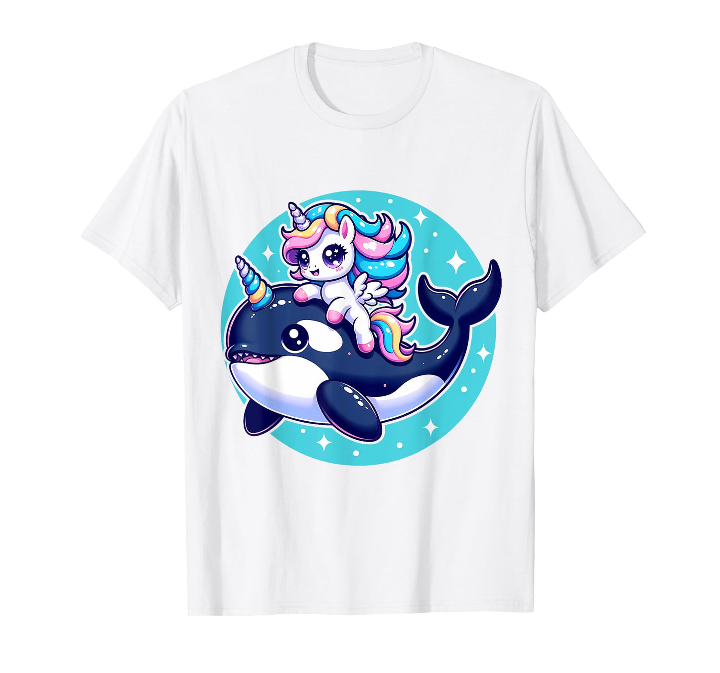 Cute Unicorn Riding Orca Killer Whale Lover Girls Kids T-Shirt