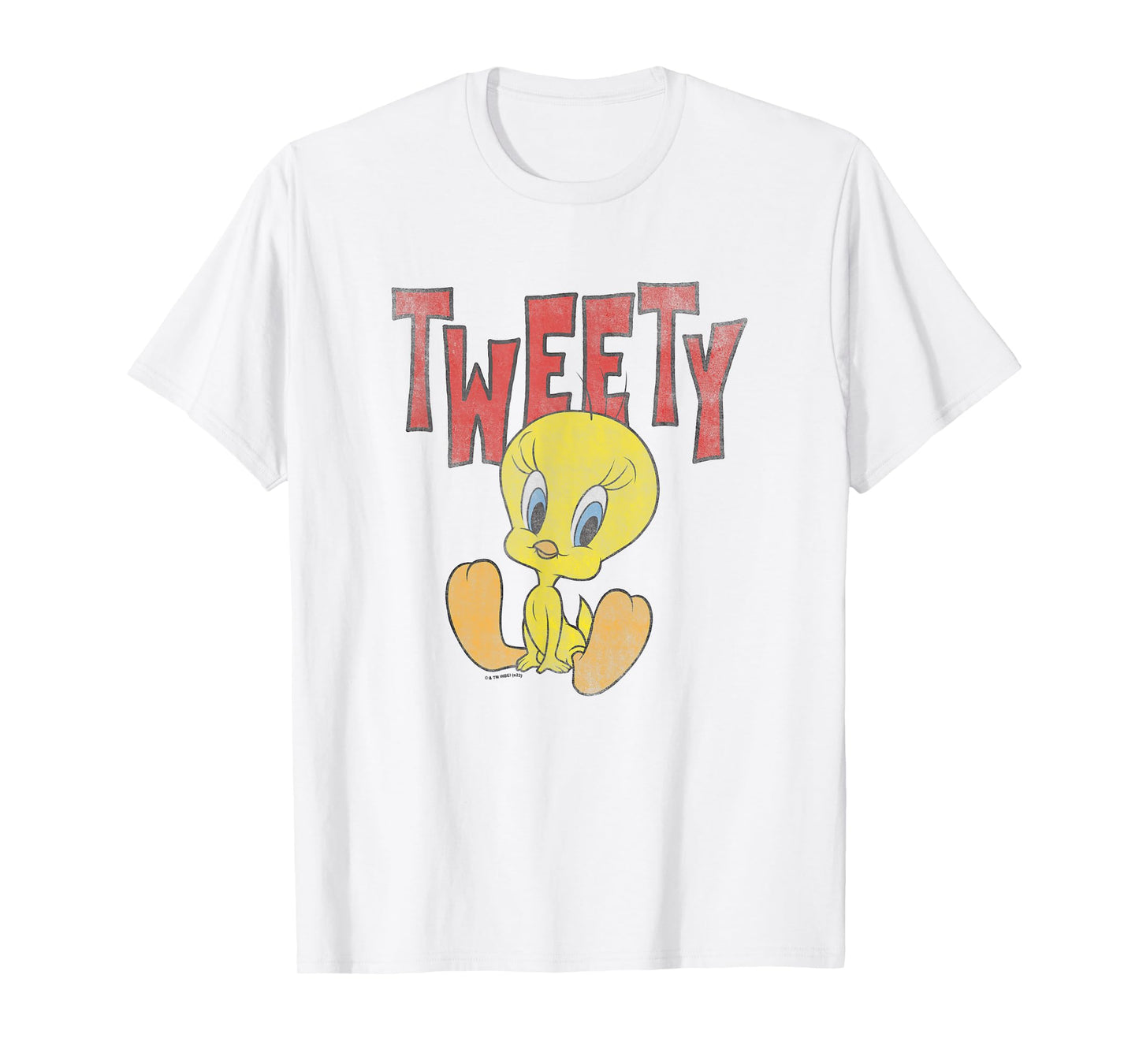 Looney Tunes Sitting Tweety Cute Portrait Distressed T-Shirt