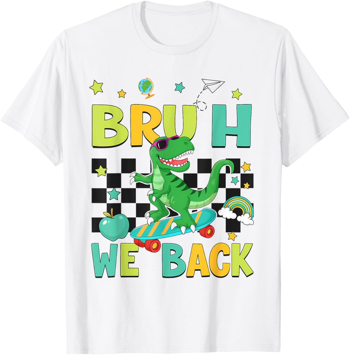 Bruh we back T-Rex Funny First Day of School Dinosaur Boys T-Shirt